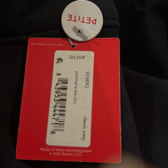 Spanx Women's Polished Ankle Slim Fit Classic Navy Stretch Pants Size SP NWT - Picture 16 of 16